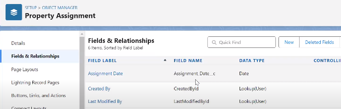 Step 8: Configure an Assignment Date Custom Field on the Property Assignment Object  