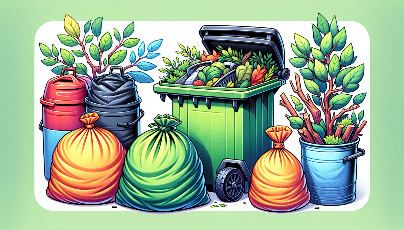 Different types of containers for garden waste storage