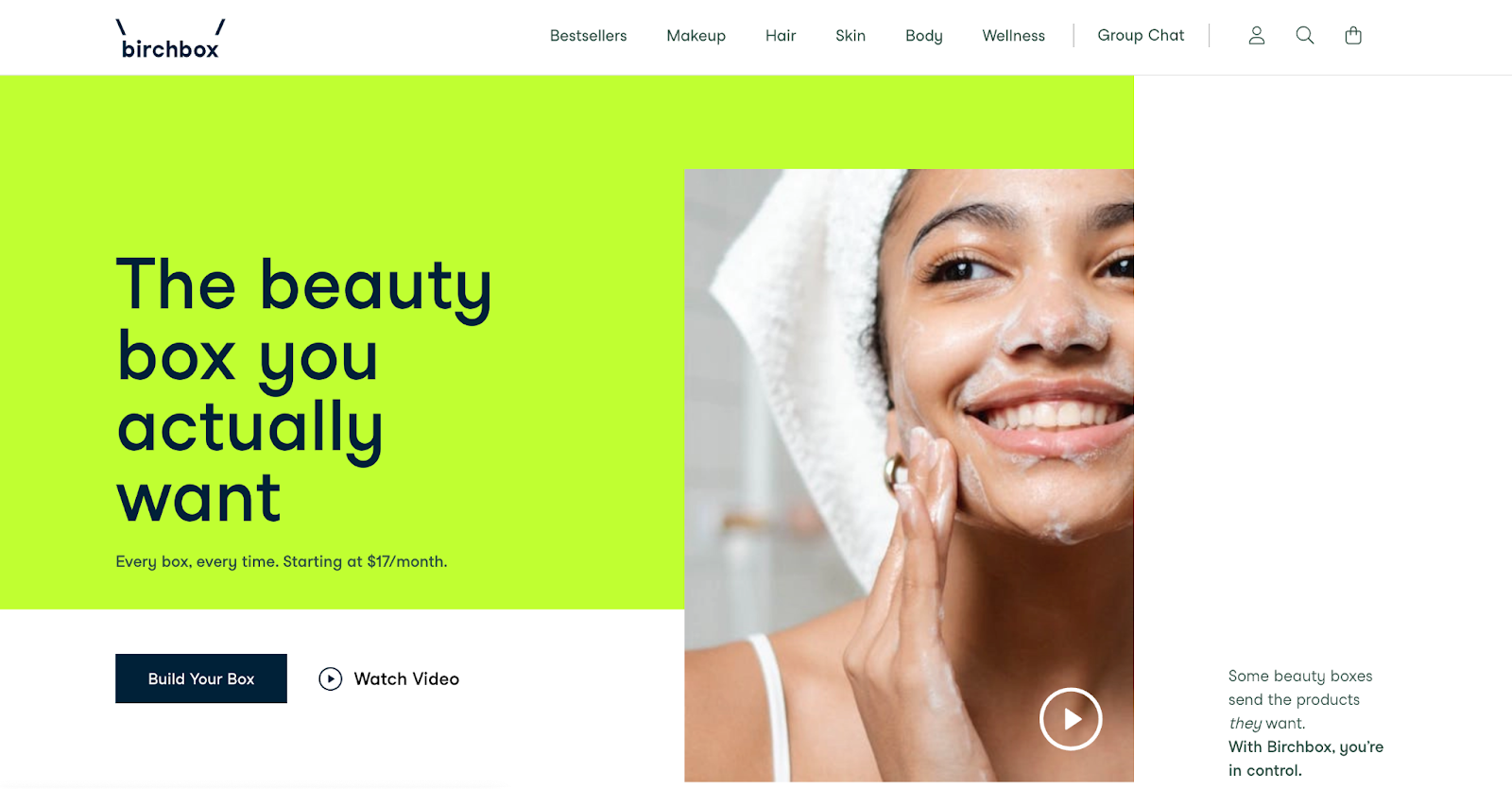 single product website example: Birchbox