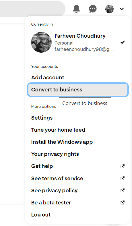 Pinterest- Converting to business account