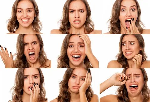 9 Frames of A Girl Depicting Different Moods