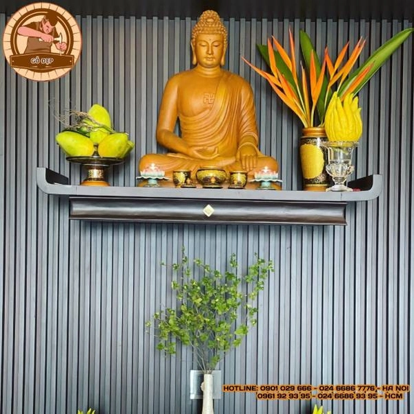 Gợi ý mẫu bàn thờ Phật treo tường đẹp và hiện đại