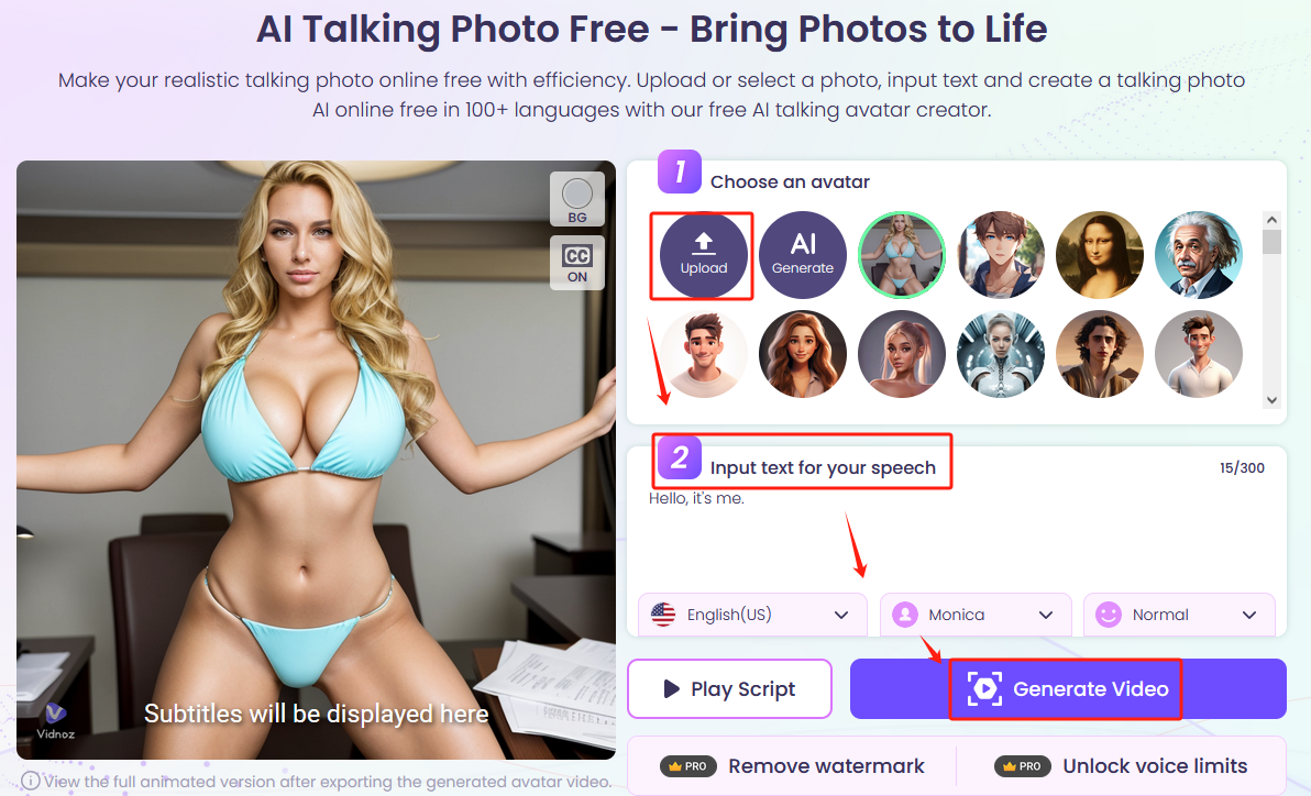 Use Vidnoz AI Talking Photo as an Alternative to AI Sexchat Bot
