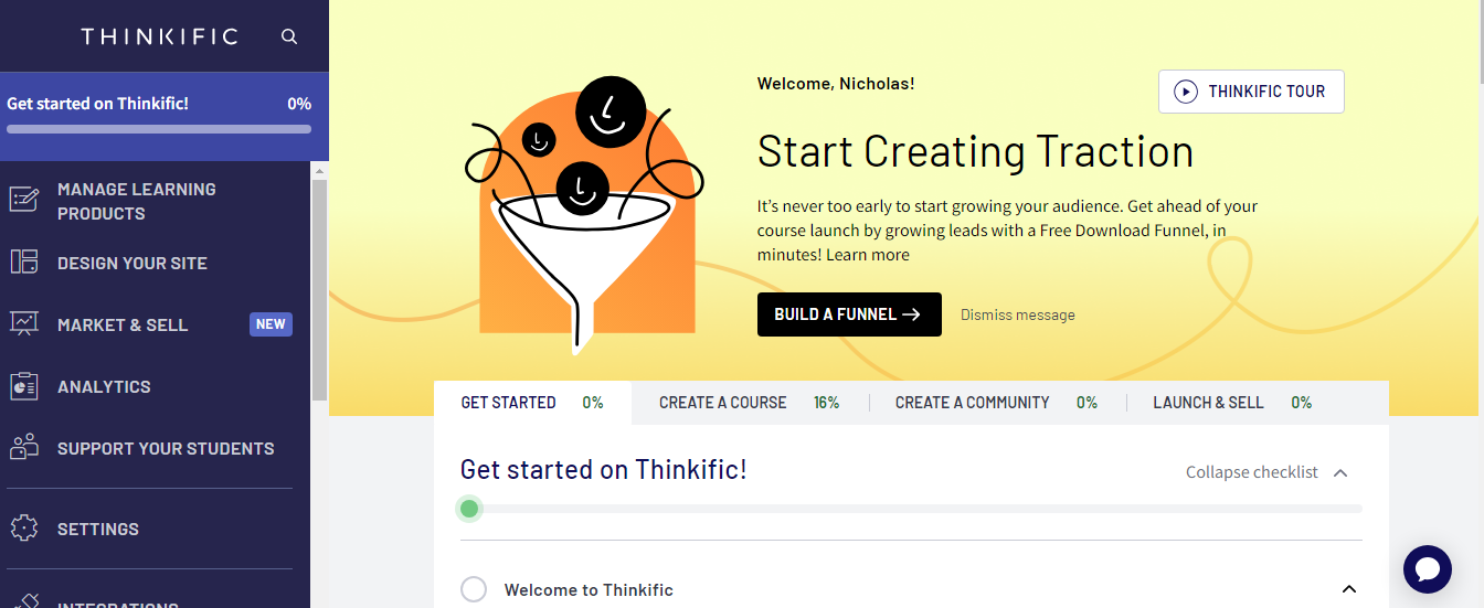 Thinkific: Best self-hosted online course creation software