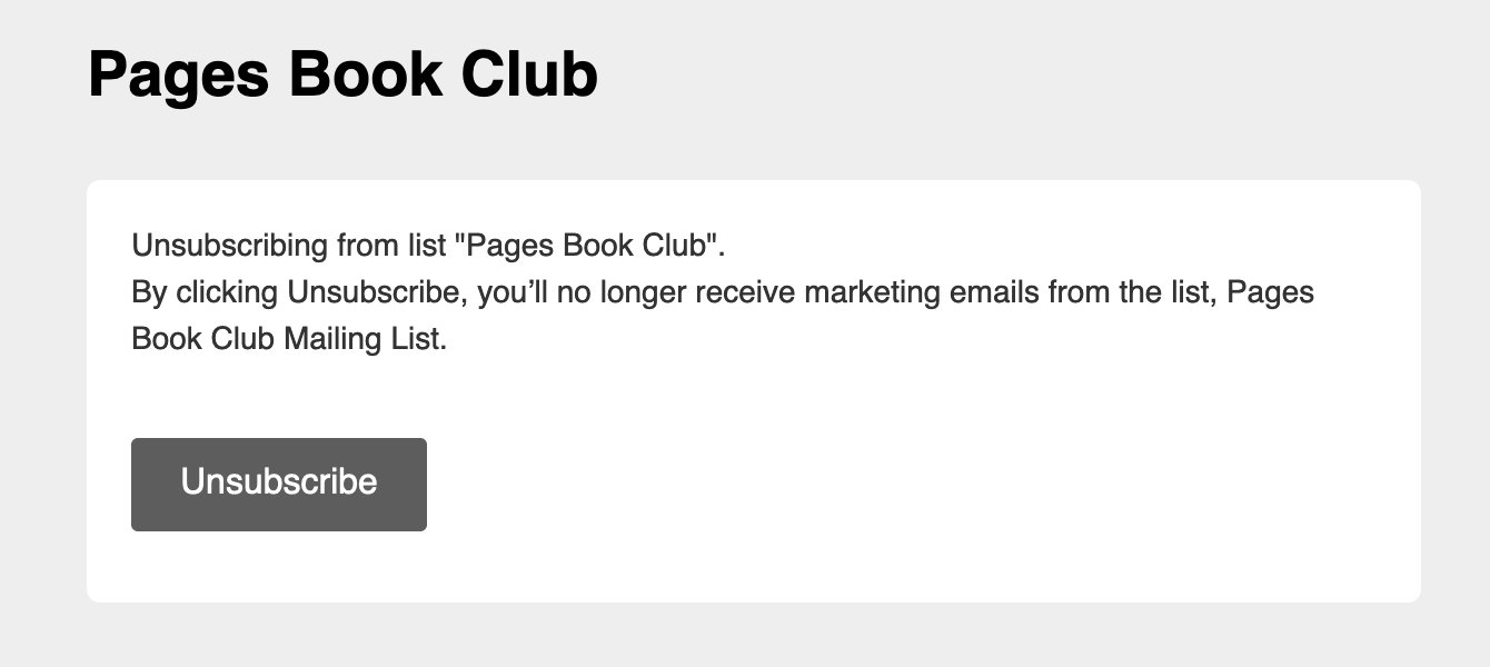 Mailchimp unsubscribe page example