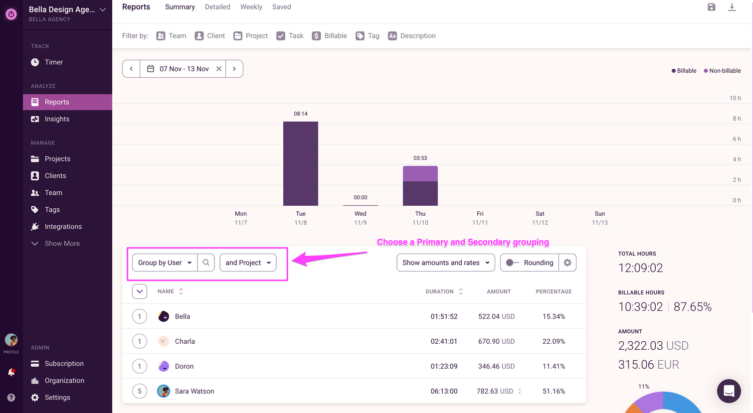 Reporting Feature for Toggl