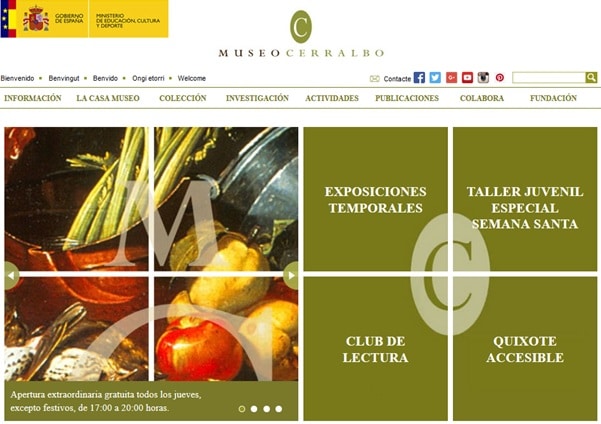 página web del Museo Cerralbo de Madrid