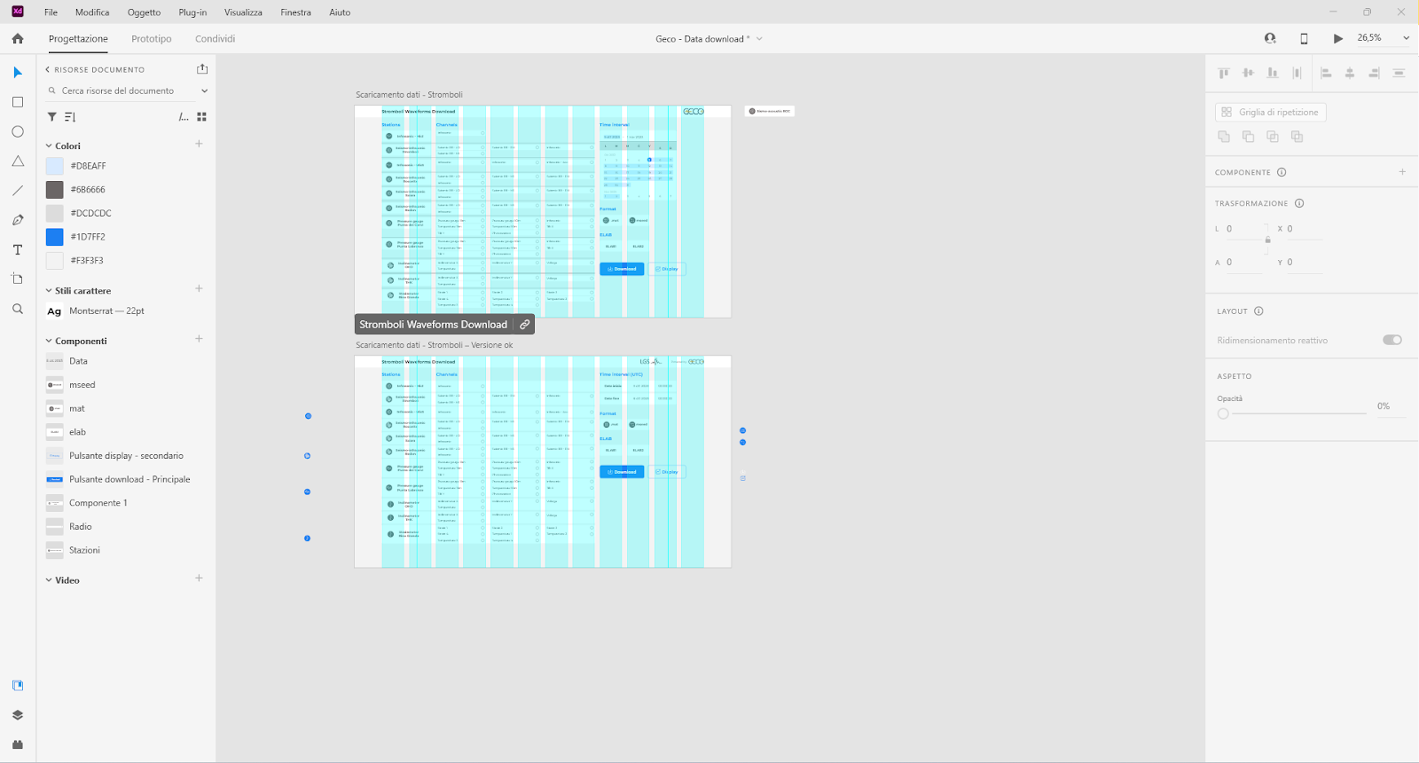 grafica sito web con adobe XD