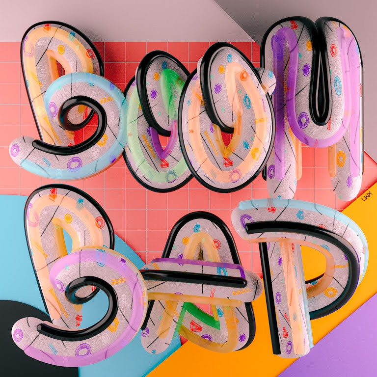3D lettering numbers 3D typography colorful vibrant abstract 3d sculpting lighting ILLUSTRATION  composition