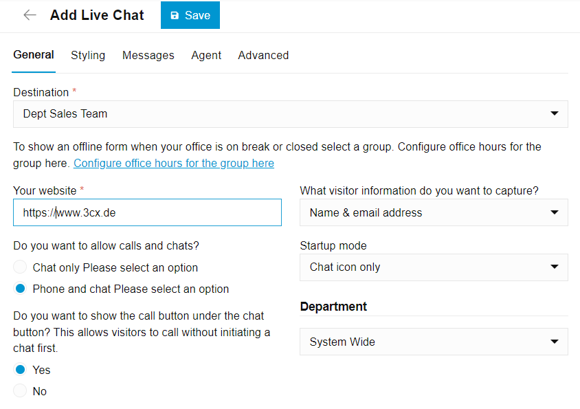 Guide de configuration du plugin 3CX Live Chat and Talk