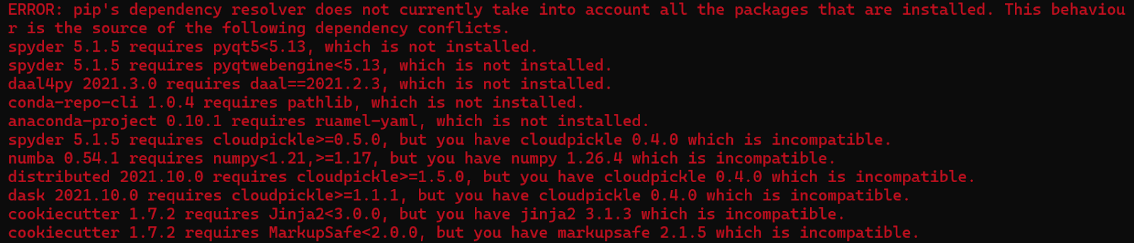 additional pip install error