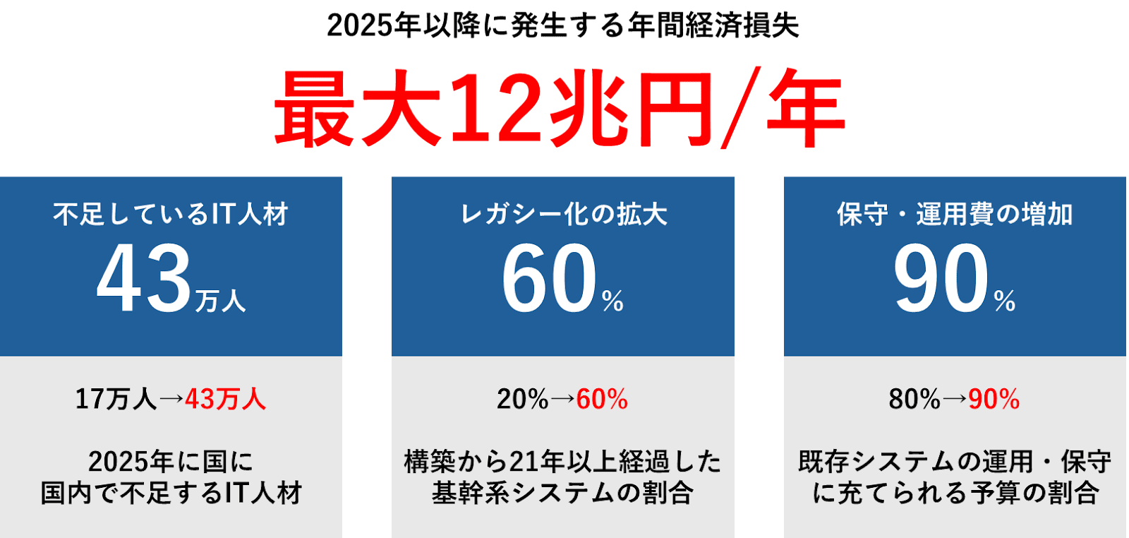 2025年の崖問題について簡易的に示した画像を挿入しています。