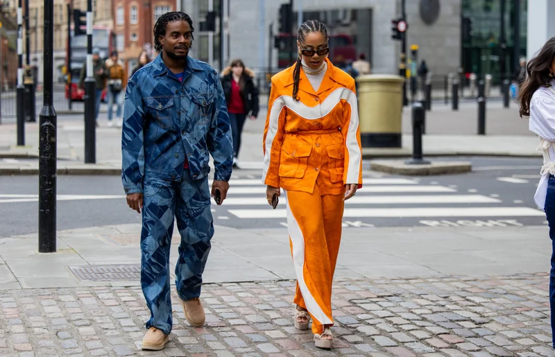 London Fashion Week AW24: Picture showing two attendee looking stylish for the fashion show