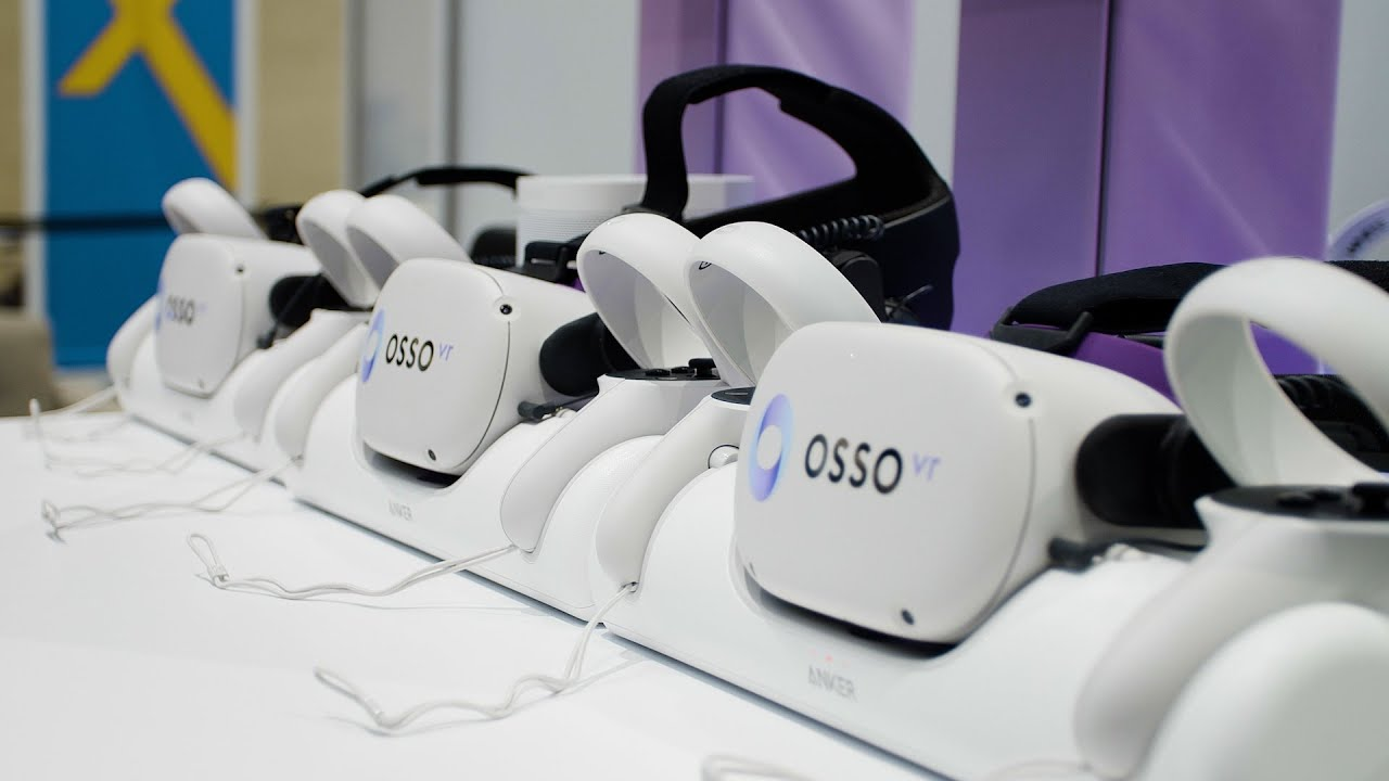 Osso Virtual reality headsets on a table. 