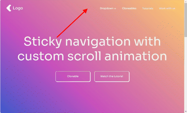 Modern website template showcasing a user-friendly sticky navigation menu