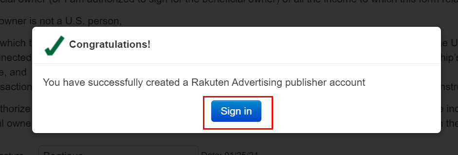 Rakuten Advertising sign in page