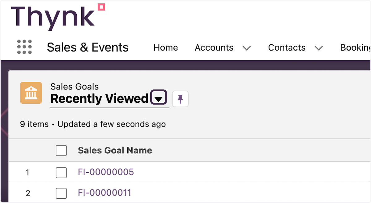 Click on the down arrow on the right to see all sales goals 