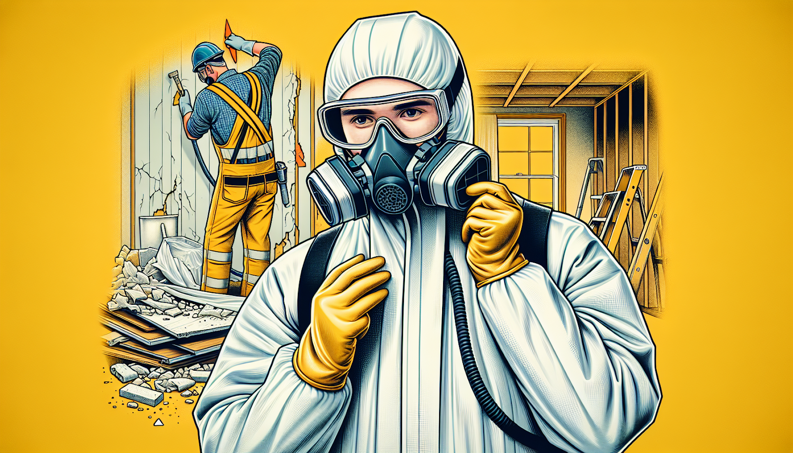 Illustration of DIY asbestos removal precautions