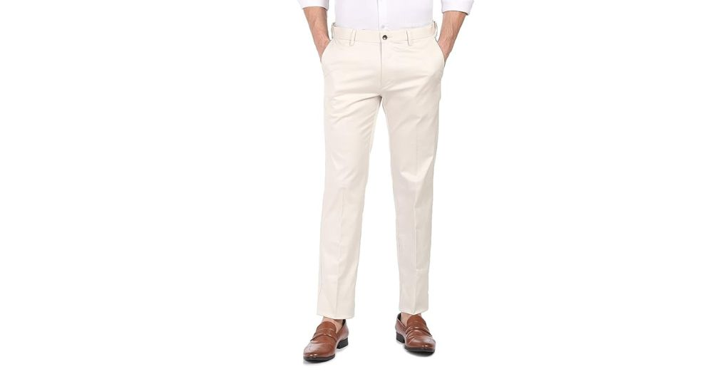Arrow Men cream color formal Pant