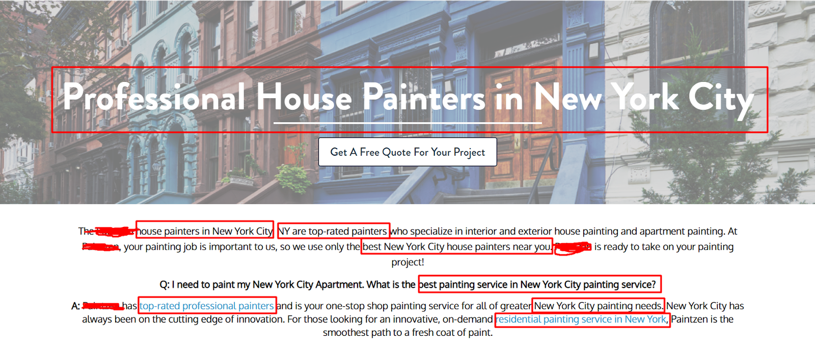 Painter website’s Home page Optimization