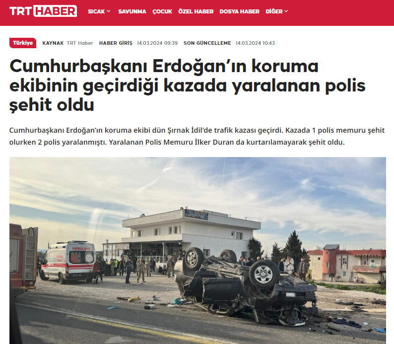 وسائل إعلام تركية توضح طبيعة الحادث الذي تعرض له طاقم حراسة أردوغان