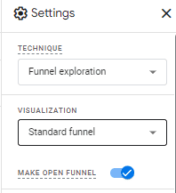 Make open funnel in funnel exploration in GA4