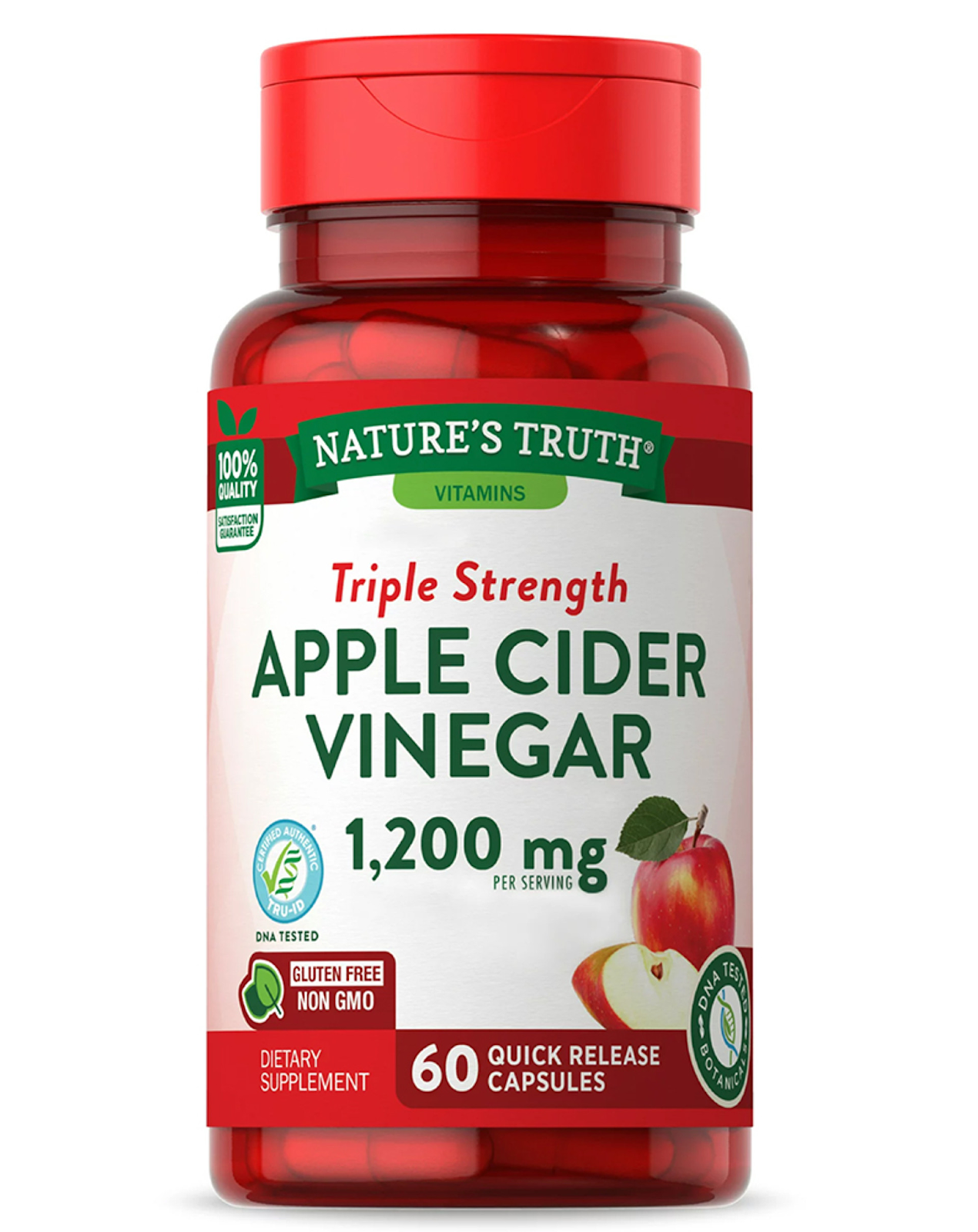 Nature's Truth Apple Cider Vinegar 1200 mg Quick Release Capsules Triple Strength - 60 ct