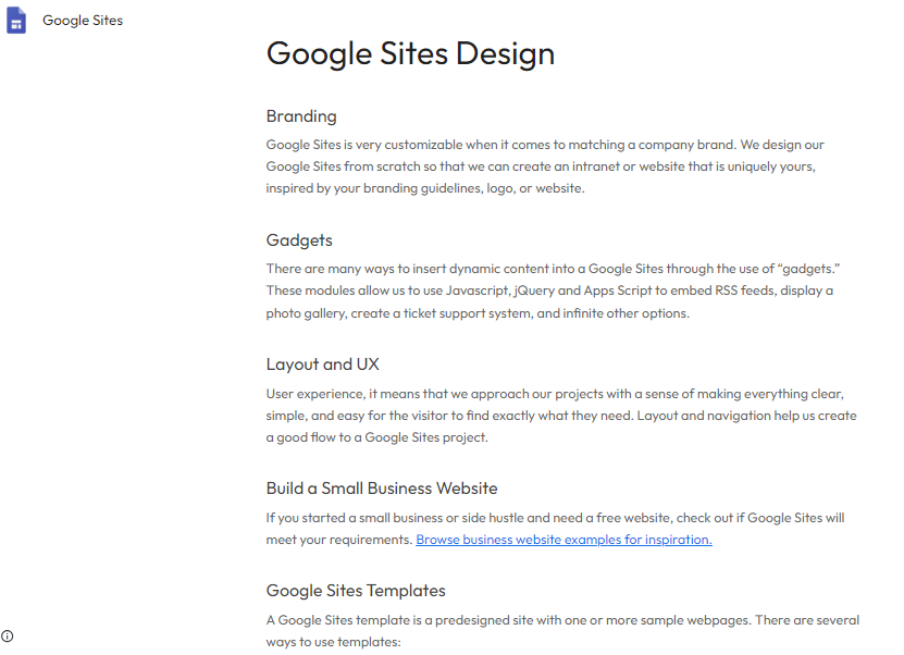 Google Sites Design