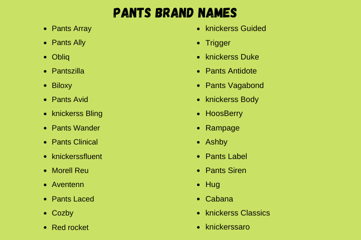 Pants Brand Names