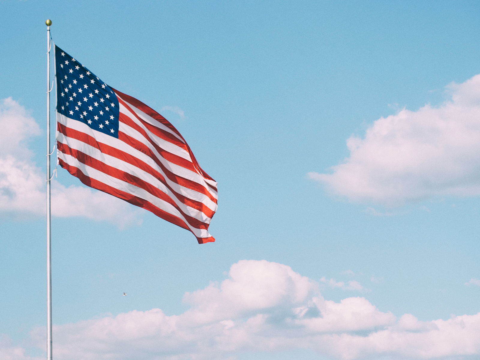 American Star-Spangled Banner Flag on a Pole