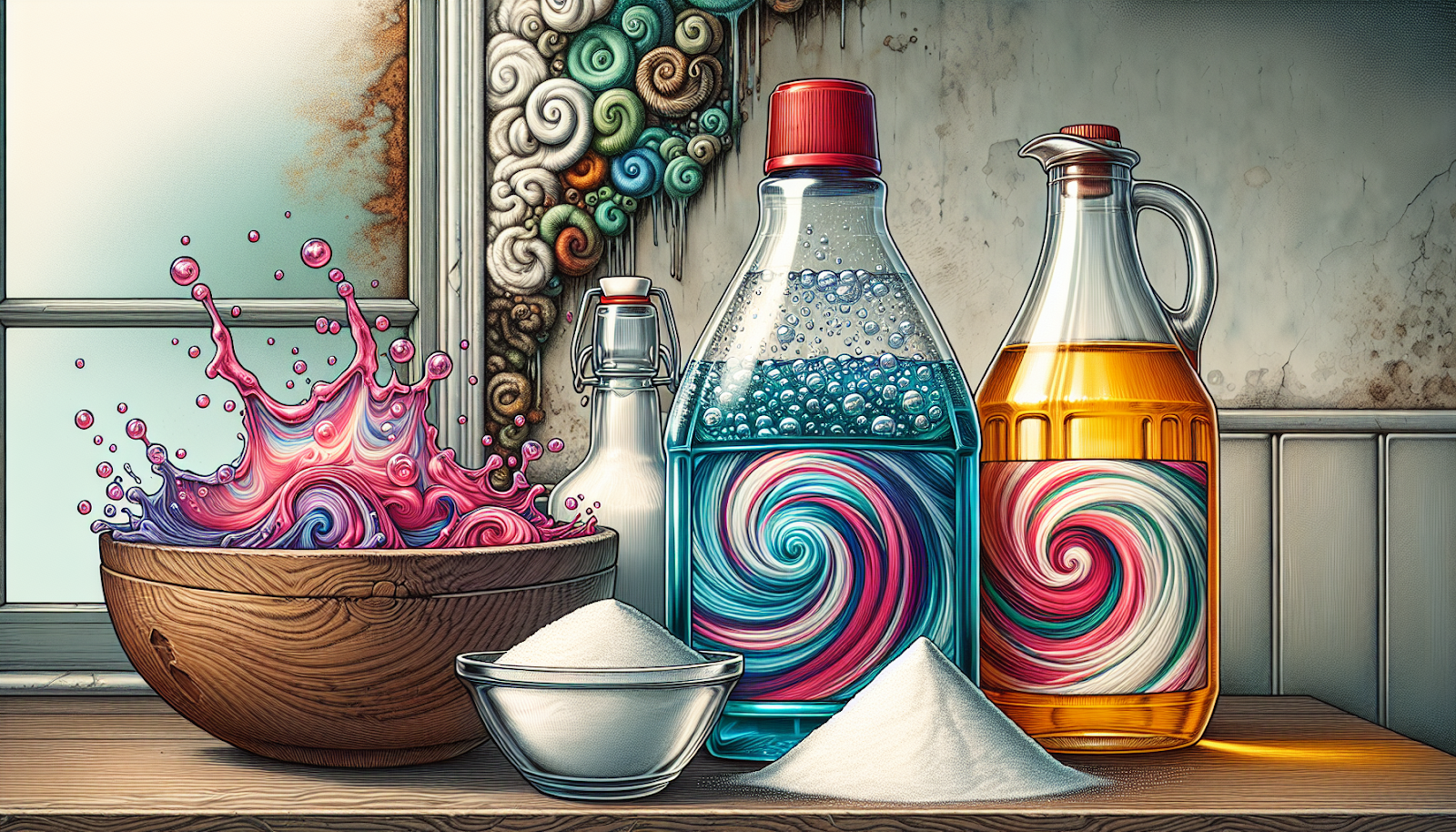 Illustration of cleaning solution for mold removal