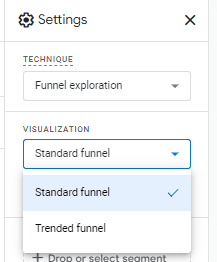 Switch from standard funnel into  trended funnel to understand the performance of the funnel in GA4