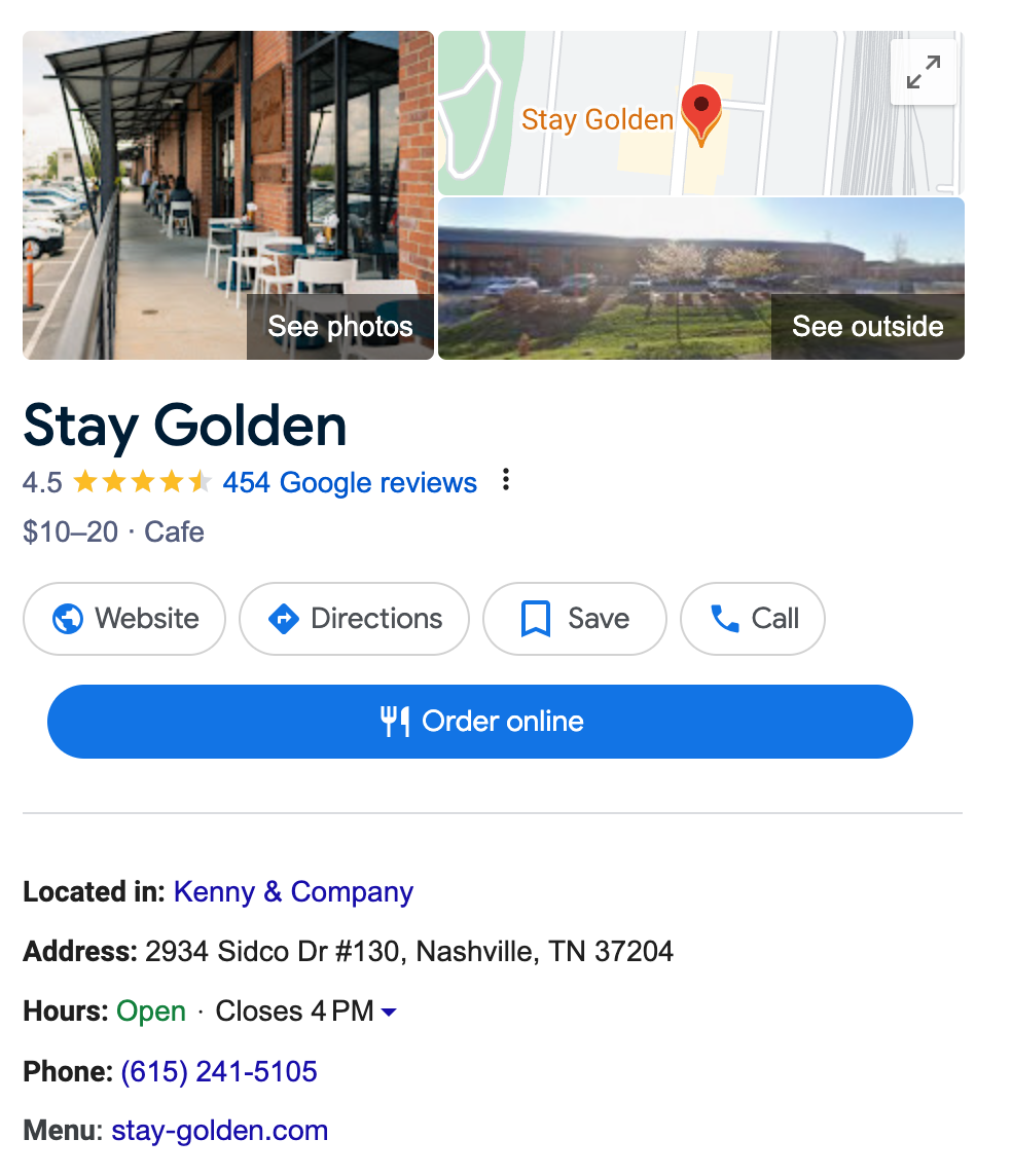 Stay Golden Google Business Profile