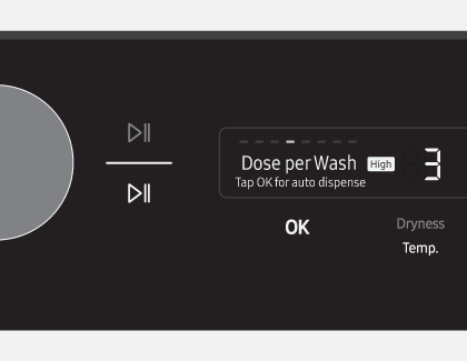 The control panel displaying the high mode on a Samsung washing machine