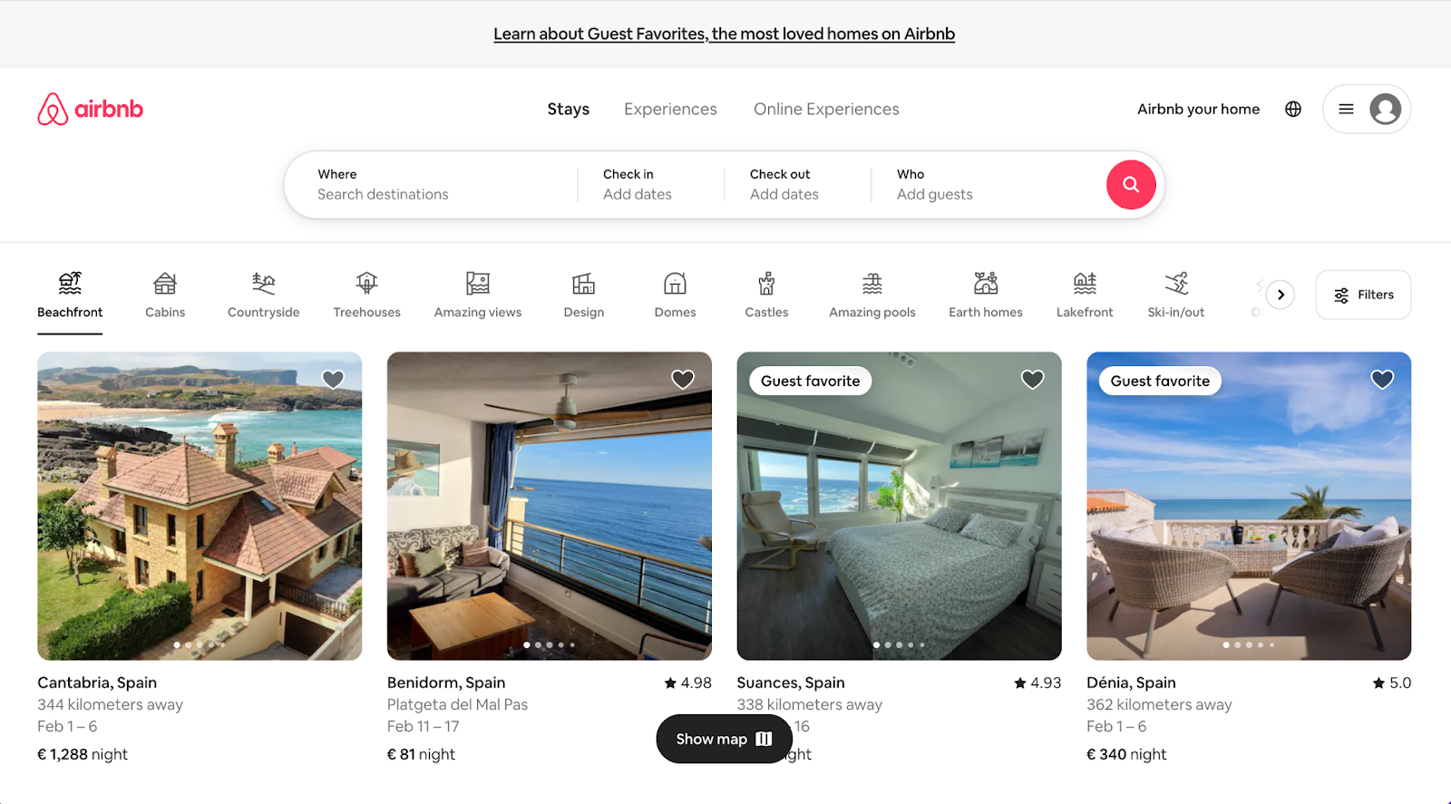 digital UX design example from Airbnb