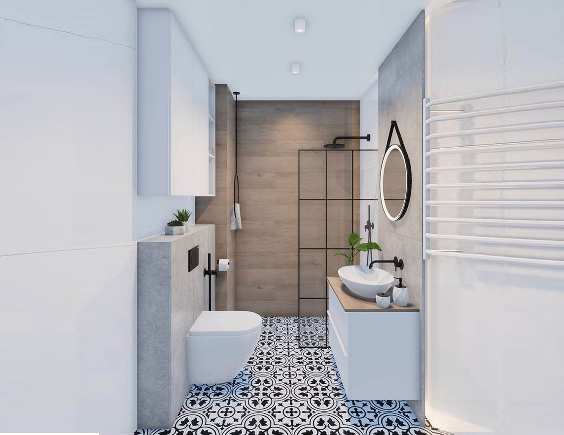 Desain kamar mandi ukuran 1x1 keramik motif