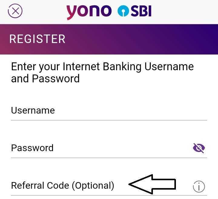 yono sbi refer code enter page Referral Code 