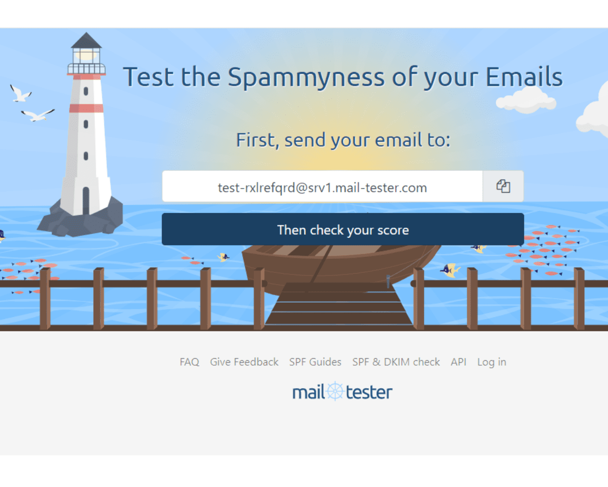 Mail-tester.com landing page