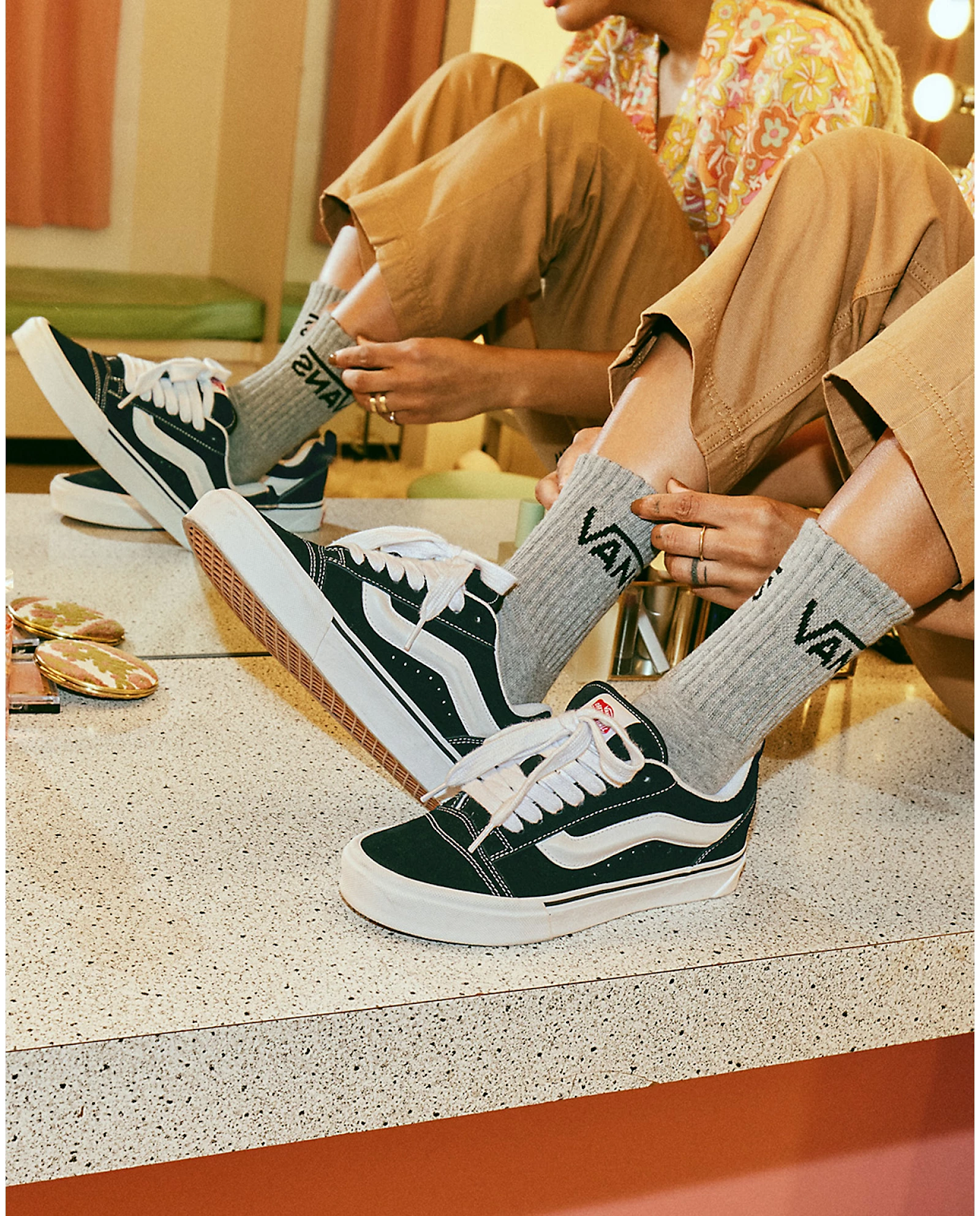 Picture showing the vans knu skool sneakers in style