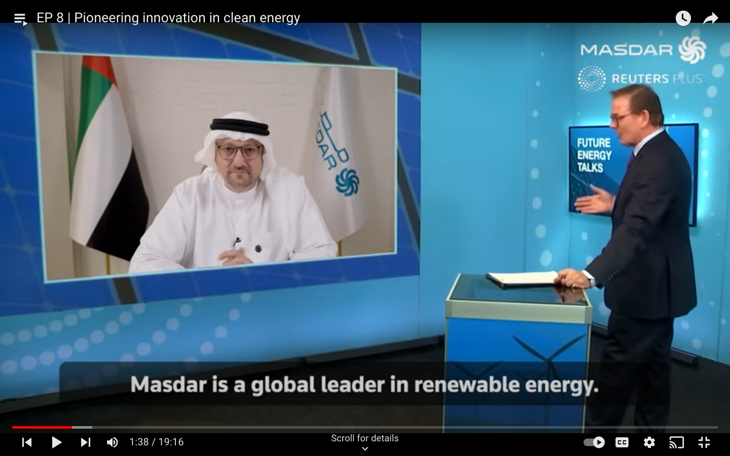 Screenshot of a video created by Reuters Plus, Future Energy Talks 
