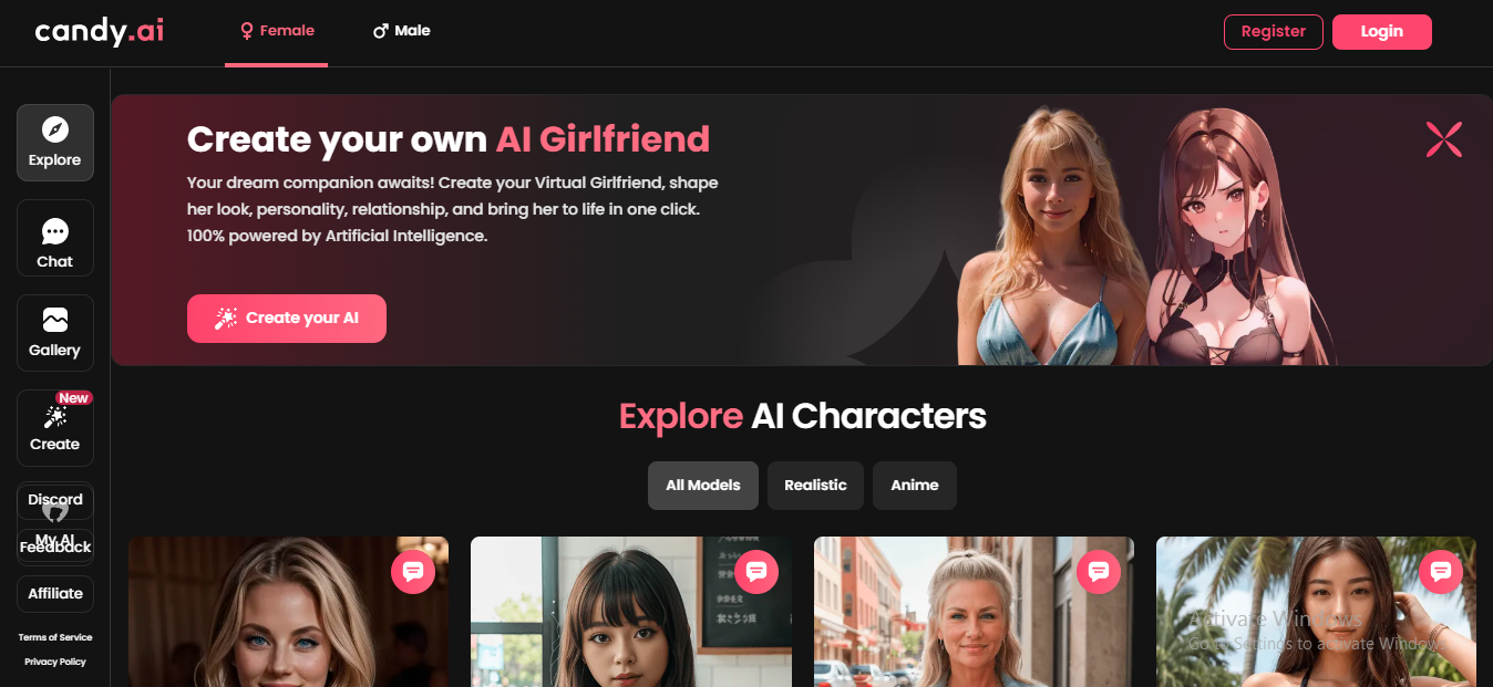 CandyAI Create your own AI girlfriend site