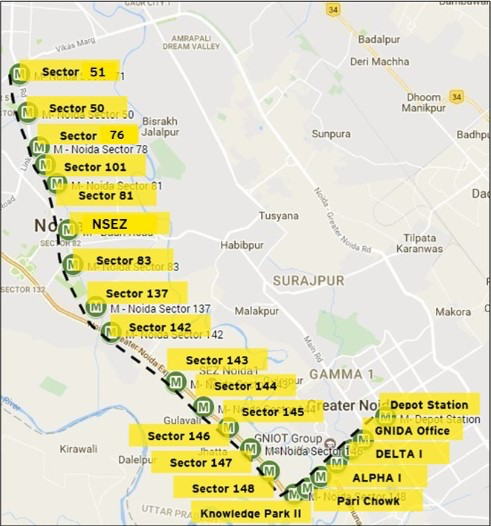 Noida Metro Map