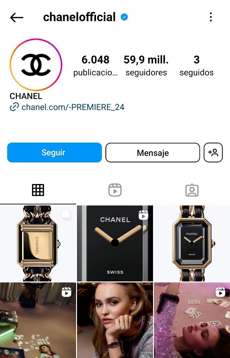 Feed de Instagram de la marca Chanel