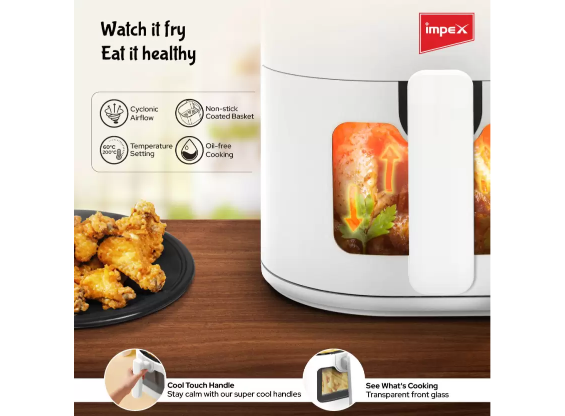 IMPEX Air fryer DS45 Smart fry with Transparent window 