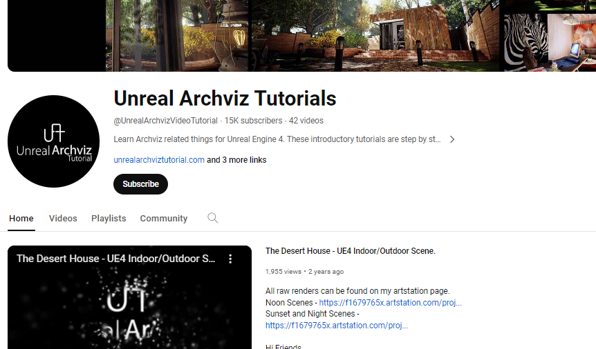  unreal engine archviz tutorial youtube page