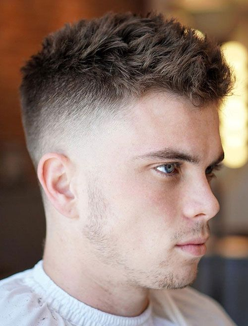 Side view of the textured crop hairstyle for men