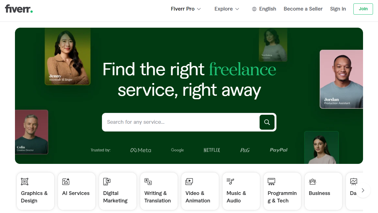 Fiverr: Find the right freelance service, right away