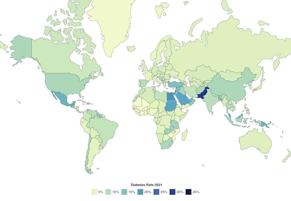 Diabetes rates, 2021. Credit: World Population Review