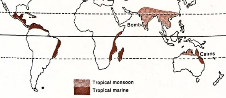 DISTRIBUTION OF MONSOON CLIMATE