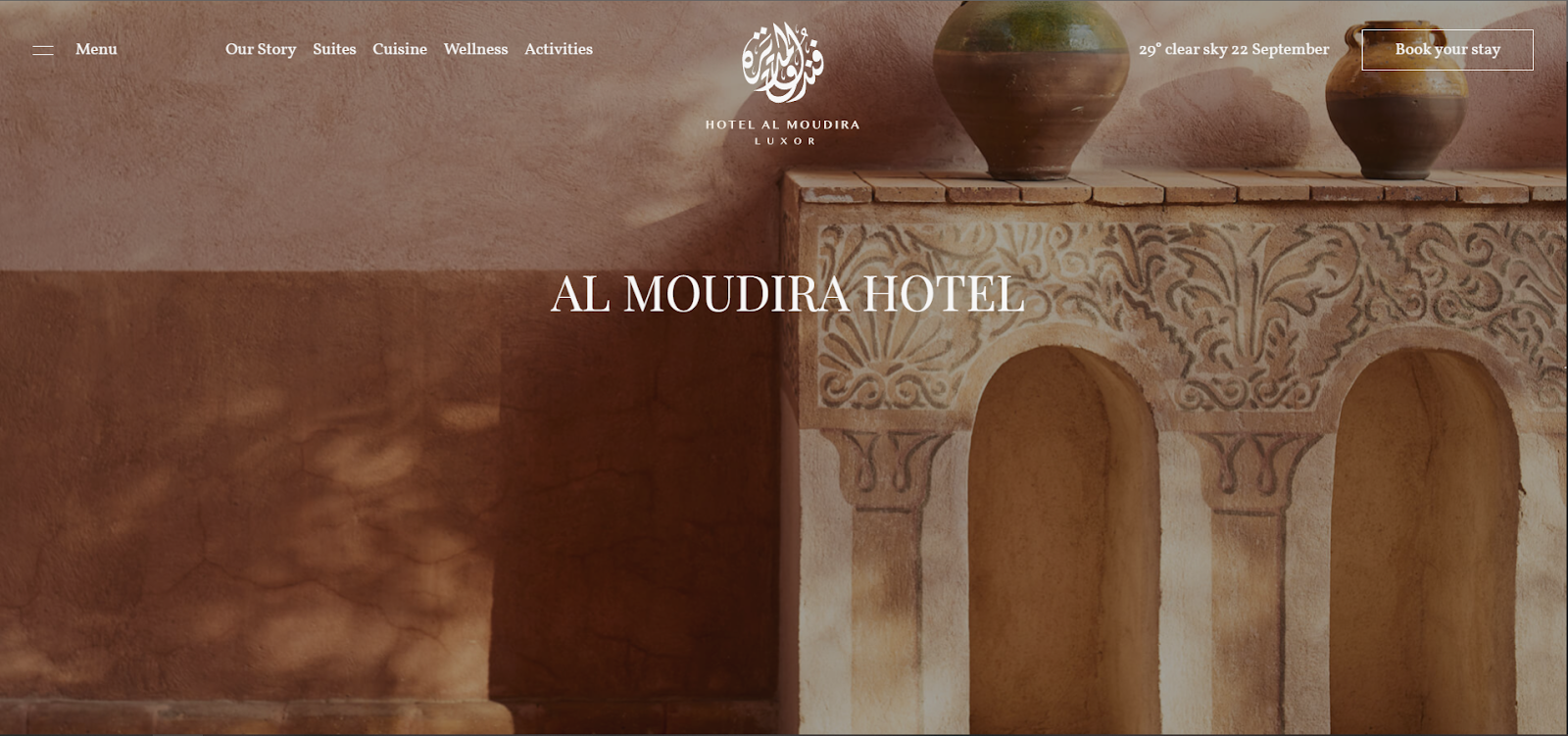 hotel website examples, Al Moudira Hotel